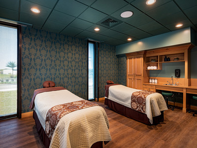 Beds in a treatment room at the spa